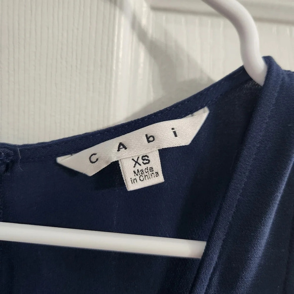 Cabi navy blue french chiffron jumpsuit #303 pockets size xs - Picture 7 of 11